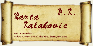 Marta Kalaković vizit kartica